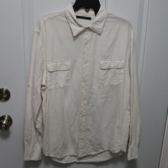 PERRY ELLIS Mens XL Button Up Shirt Roll up Sleeves - Picture 1 of 3